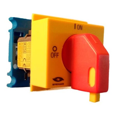 Springer Controls Co Springer Controls/MERZ, 16A, 3-Pole, Disconnect Switch, Red/Yellow, Din-Mount, Lockout A104/016-PR2